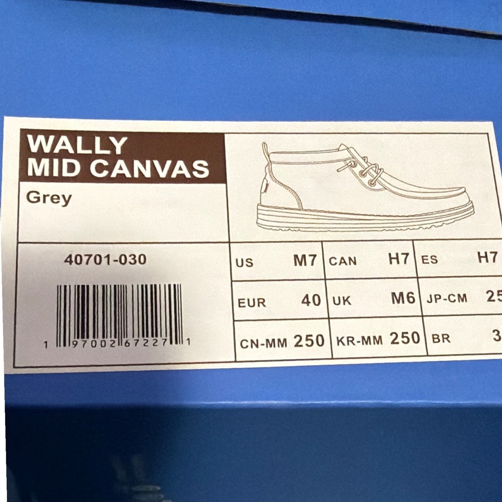 Hey Dude Wally Mid Canvas Grey Mens Chukka Boots 40701-030 Size 7 NEW - Picture 6 of 6